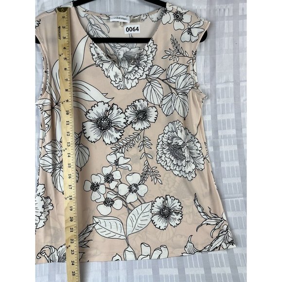 Calvin Klein Women Pink Peach Cap Sleeve T-Shirt M Chain Links - Picture 3 of 7